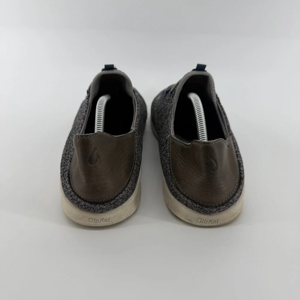 OluKai Alapa Li Sneaker Mens 11 Grey Charcoal Textile Leather Slip On 10395-2626